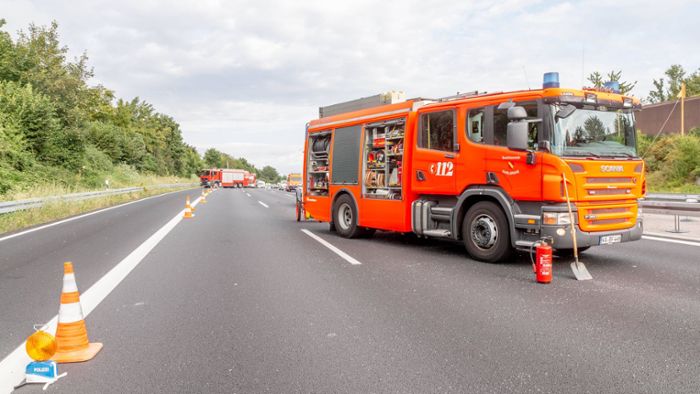 Lkw gerät in Brand – A6  kurzzeitig voll gesperrt