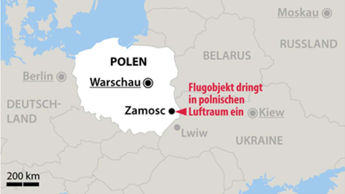 Laut polnischer Armee: Russische Rakete für kurze Zeit im polnischen Luftraum