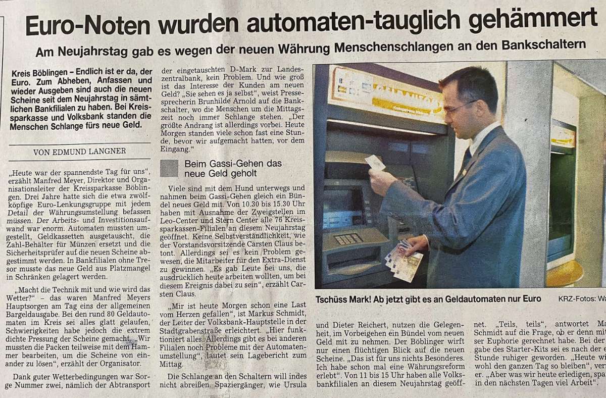 Reporter-Erinnerung an den 1. Januar 2002: Verkaterter Berufsstart am Tag der  Euroeinführung