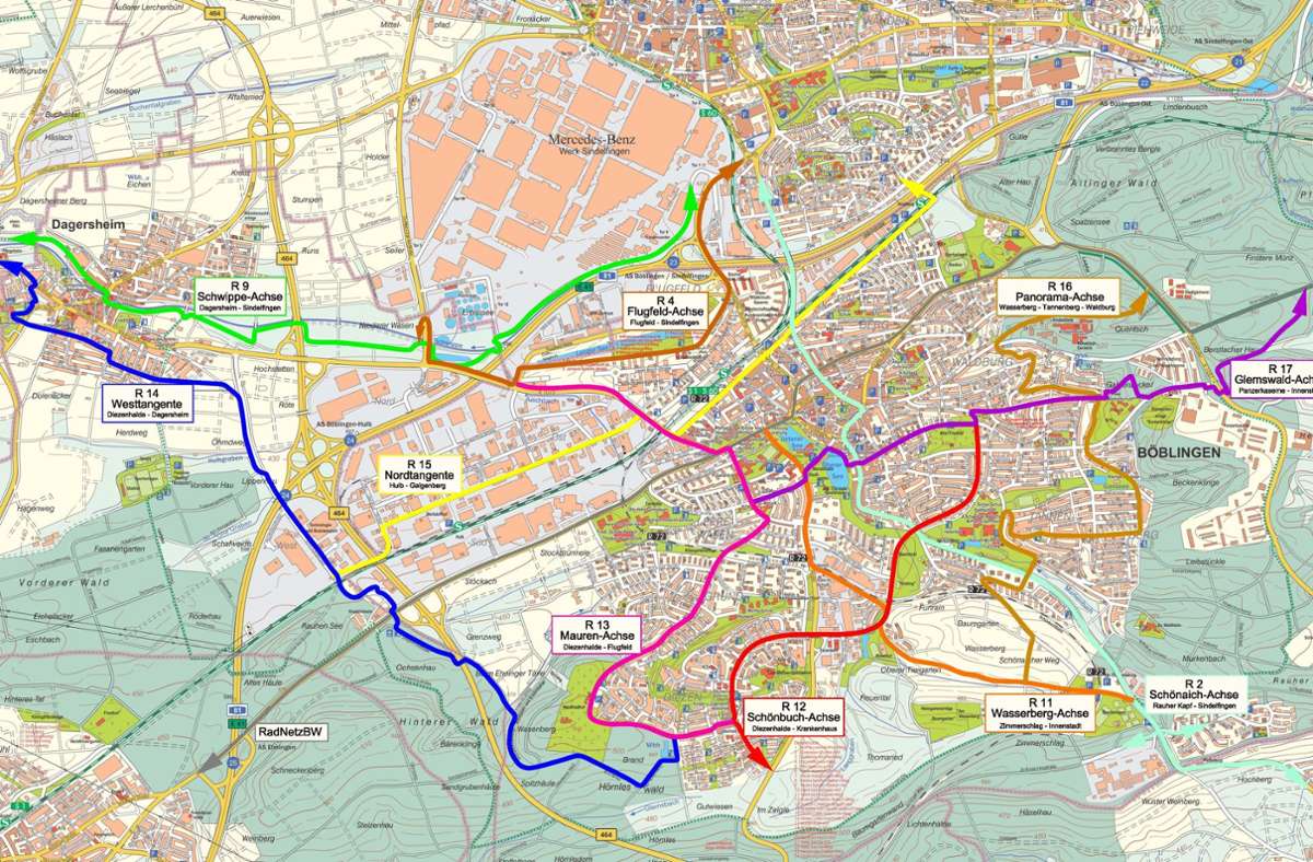 Radverkehr in Böblingen: Zehn spezielle Radstrecken durch die Stadt in Planung