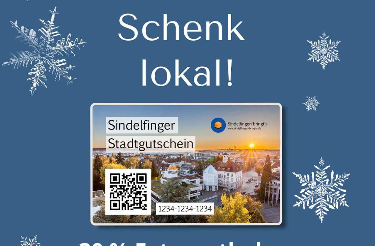 Stadtgutschein Sindelfingen: 30 Prozent-Gratis-Guthaben noch bis 31. Januar erhältlich