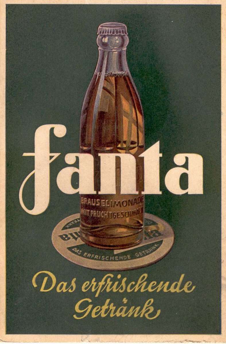 Werbeplakat für Fanta aus dem Jahr 1941, zwei Jahre später werden in Deutschland bereits drei Millionen Kisten verkauft.